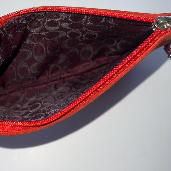 Vintage Coach Red Suede with Patent leather trim Wristlet Clutch - Picture 11 of 12